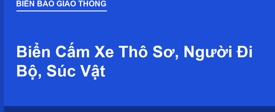 Biển Cấm Xe Thô Sơ, Người Đi Bộ và Súc Vật