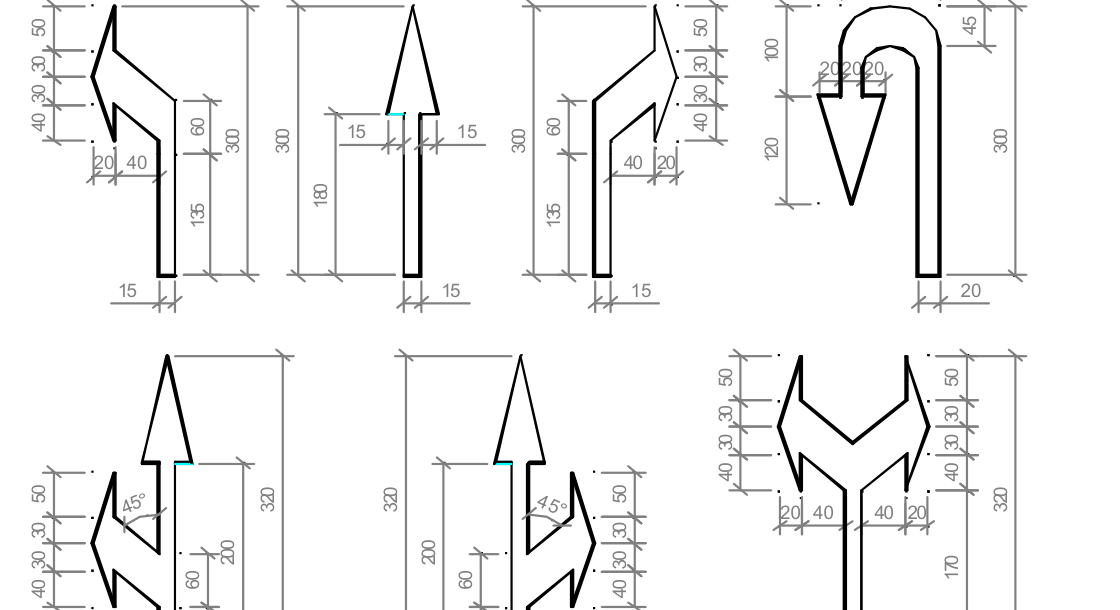 Vạch 9.3 - Mũi tên chỉ hướng trên làn đường